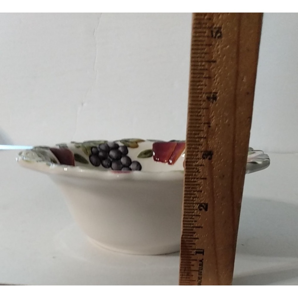 Home Interior Sonoma Villa Earthenware Ceramic Cereal Bowl Raised Fruit Pattern - Picture 4 of 10